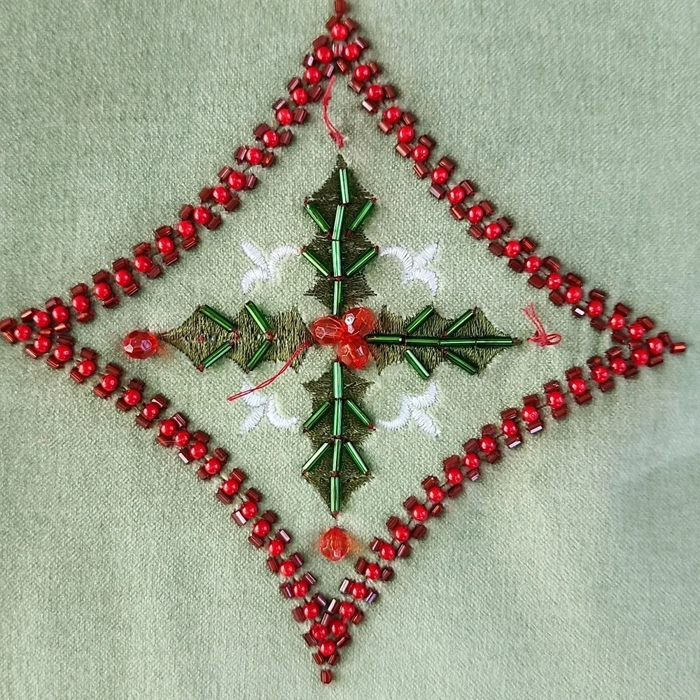 Red, And Light Green Decorative Holiday Pillow, 12x12